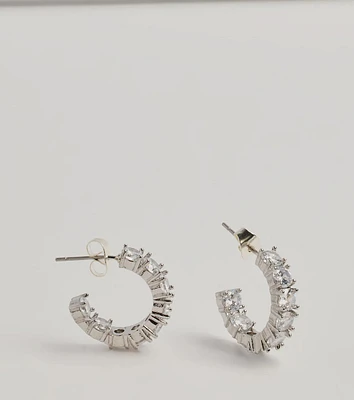 Stylish Staple Cubic Zirconia Mini Hoop Earrings