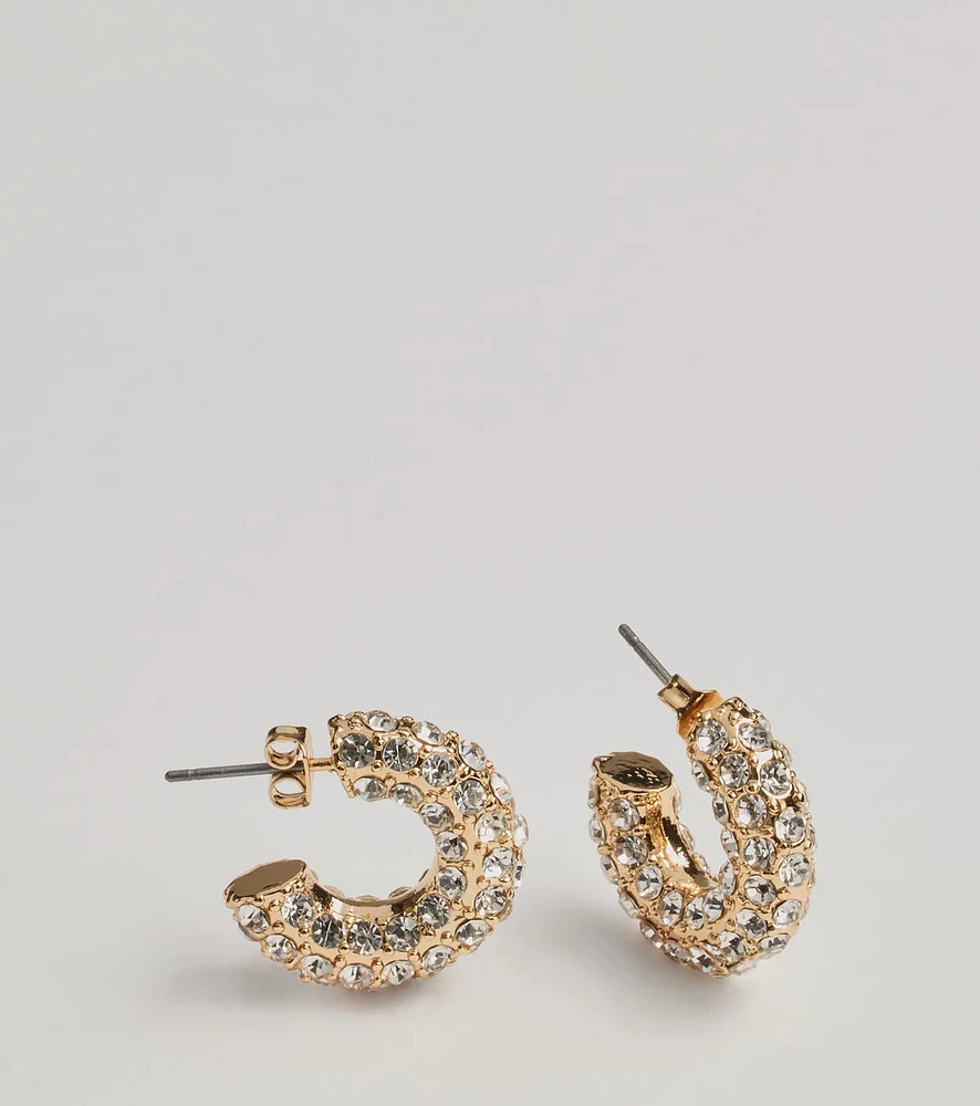 Rhinestone Glam Mini Hoop Earrings