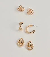 Chic Twist Three-Pack Earrings Set