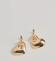 Whimsical Romance Heart Charm Huggie Earrings