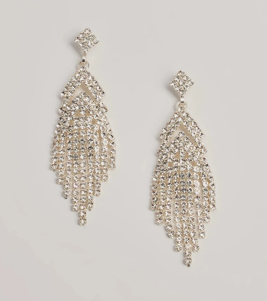 Gorgeous Glamour Rhinestone Fringe Earrings