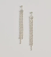 Endless Shine Rhinestone Fringe Earrings