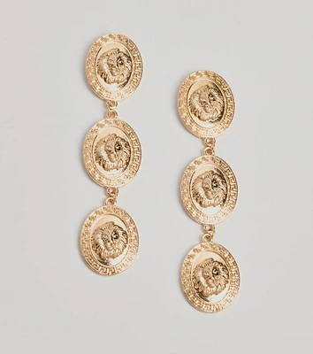 Roaring Glam Textured Lion Charm Earrings