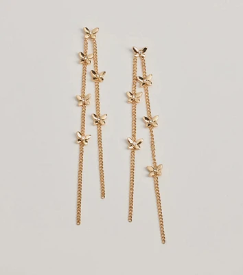 Butterfly Charm Linear Earrings