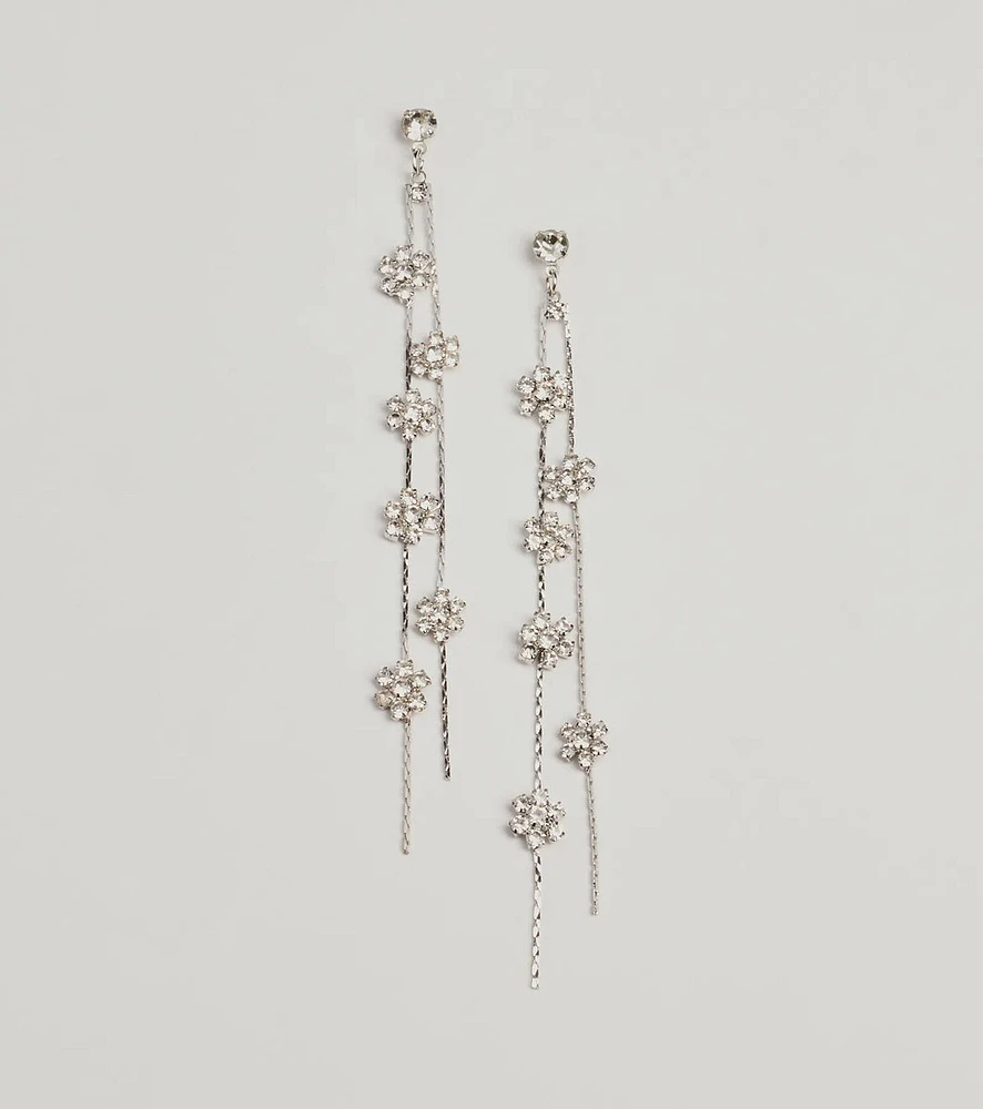 Floral Enchantment Rhinestone Linear Earrings