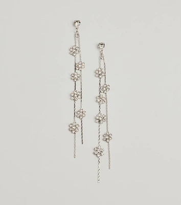 Floral Enchantment Rhinestone Linear Earrings