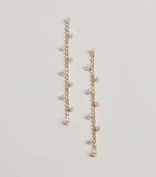 Sparkling Elegance Faux Pearl And Rhinestone Linear Earrings