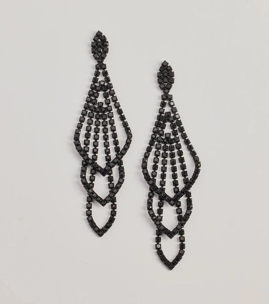 Glitzy Drama Rhinestone Chandelier Earrings