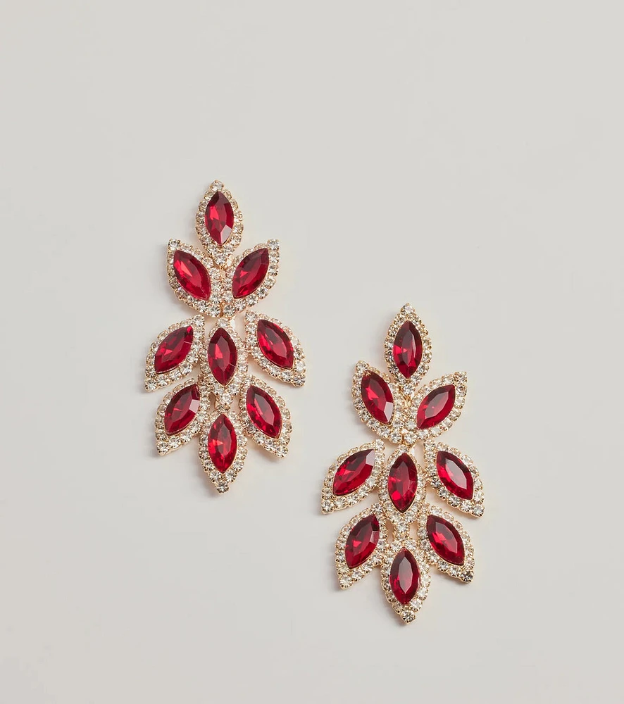 Reign With Glamour Gemstone Leaf Drop Earrings