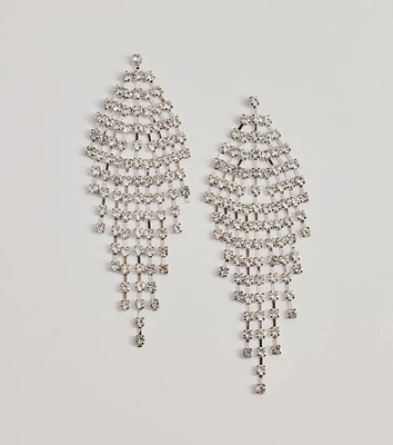 Vintage Glam Rhinestone Fringe Earrings