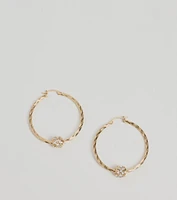 Glitzy Touch Rhinestone Twisted Hoop Earrings