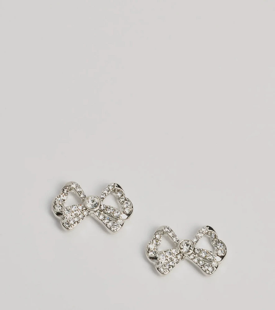 Gift Of Glam Rhinestone Bow Stud Earrings