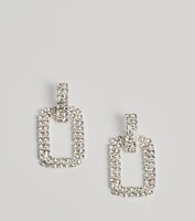 Luxe Shine Rhinestone Square-Shaped Drop Earrings