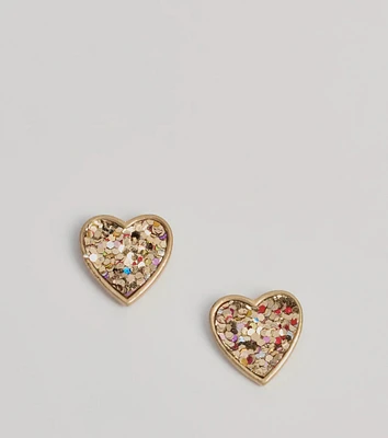 Glitzy Fab Glitter Heart Stud Earrings