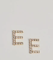 E Initial Rhinestone Stud Earrings