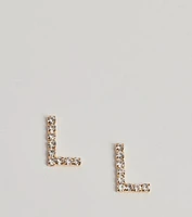 Initial Rhinestone Stud Earrings