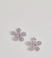 Glam Beauty Rhinestone Flower Stud Earrings