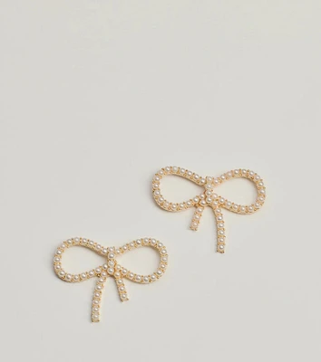 Sealed With Glam Faux Pearl Bow Earrings