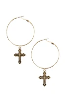 Cross Charm Hoops