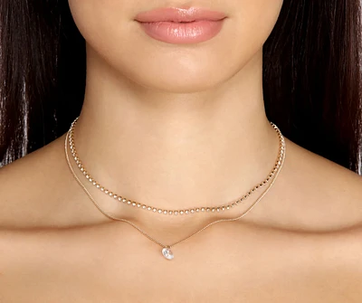 Dainty Cubic Zirconia Drop Necklace