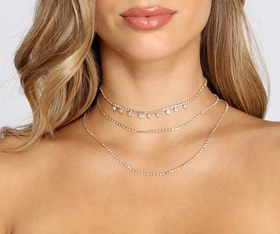 Layers Of Luster Rhinestone Choker Set