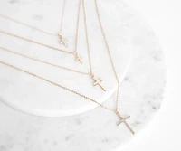 Cross Charm Pendant Necklace Set