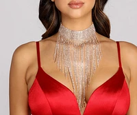 Oh She Extra Rhinestone Fringe Necklace