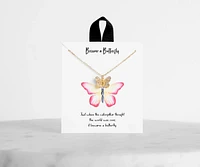 18K Dipped Butterfly Cubic Zirconia Charm Necklace