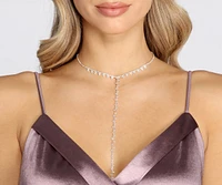 Clustered Rhinestone Choker Lariat Necklace