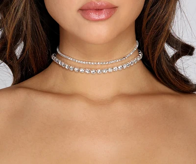 Pull Through Rhinestone Choker Set