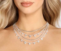 Gleaming Wanderer Rhinestone Layered Necklace