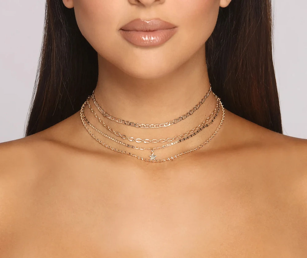 Dainty Chain Choker and Star Charm Multi Pack