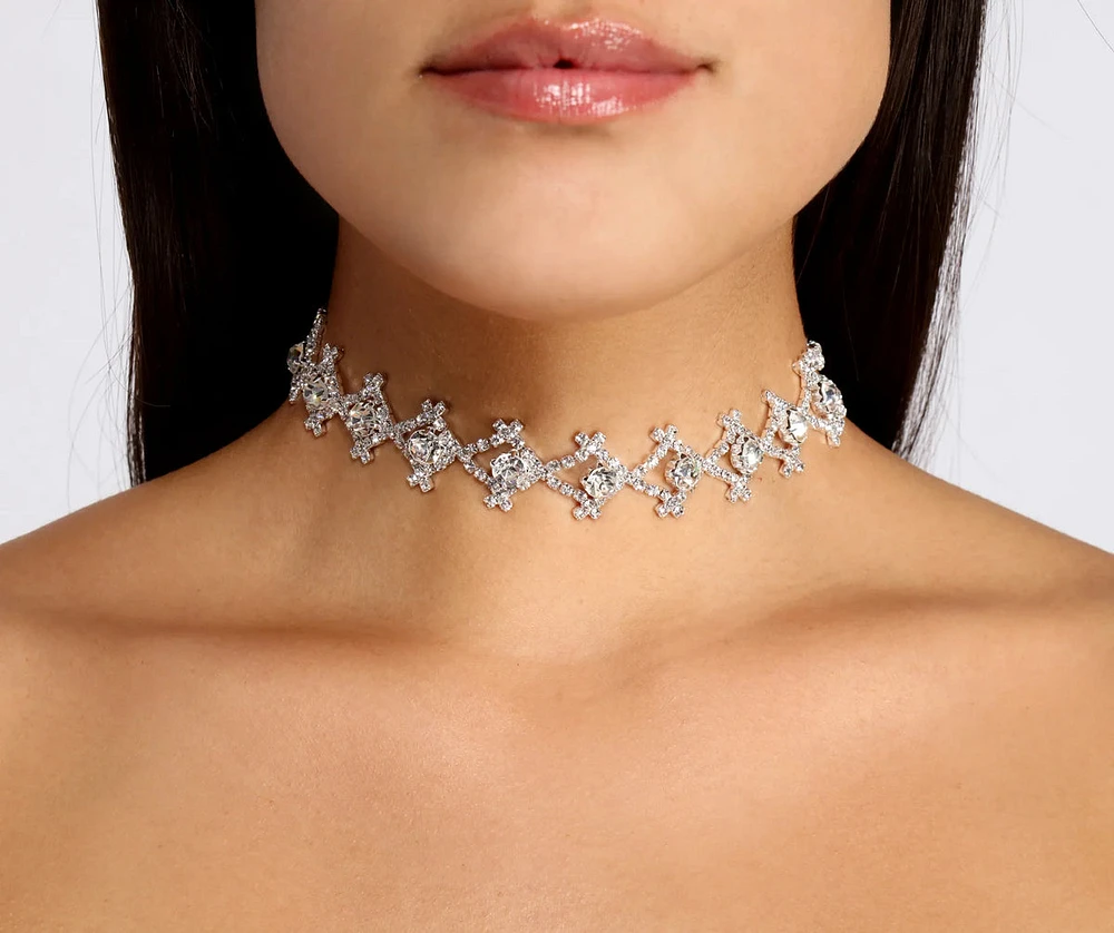 Rise And Shine Rhinestone And Gemstone Choker