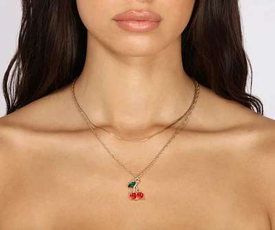 Cherry Charm Layered Necklace