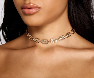 Chic Greek Key Choker Necklace