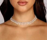 Dazzle On Baguette Stone Rhinestone Choker