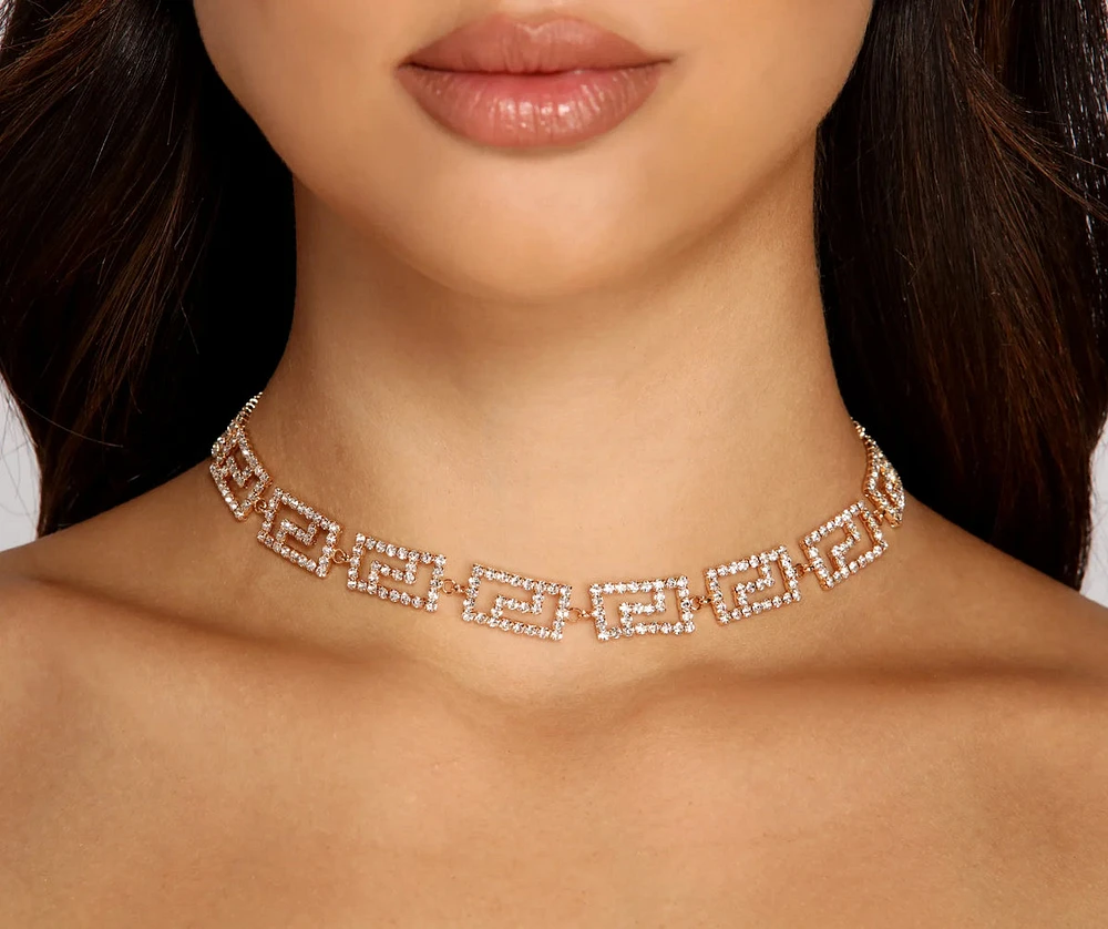 Chic Greek Key Choker Necklace