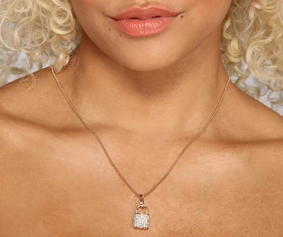 Love Locked In Rhinestone Necklace