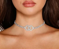 Double Mini O-Ring Rhinestone Choker