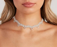 Chic Scalloped Rhinestone Choker Necklace