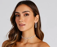 Glam Forever Rhinestone Choker And Earrings Set