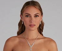 Statement Rhinestone Teardrop Necklace Set