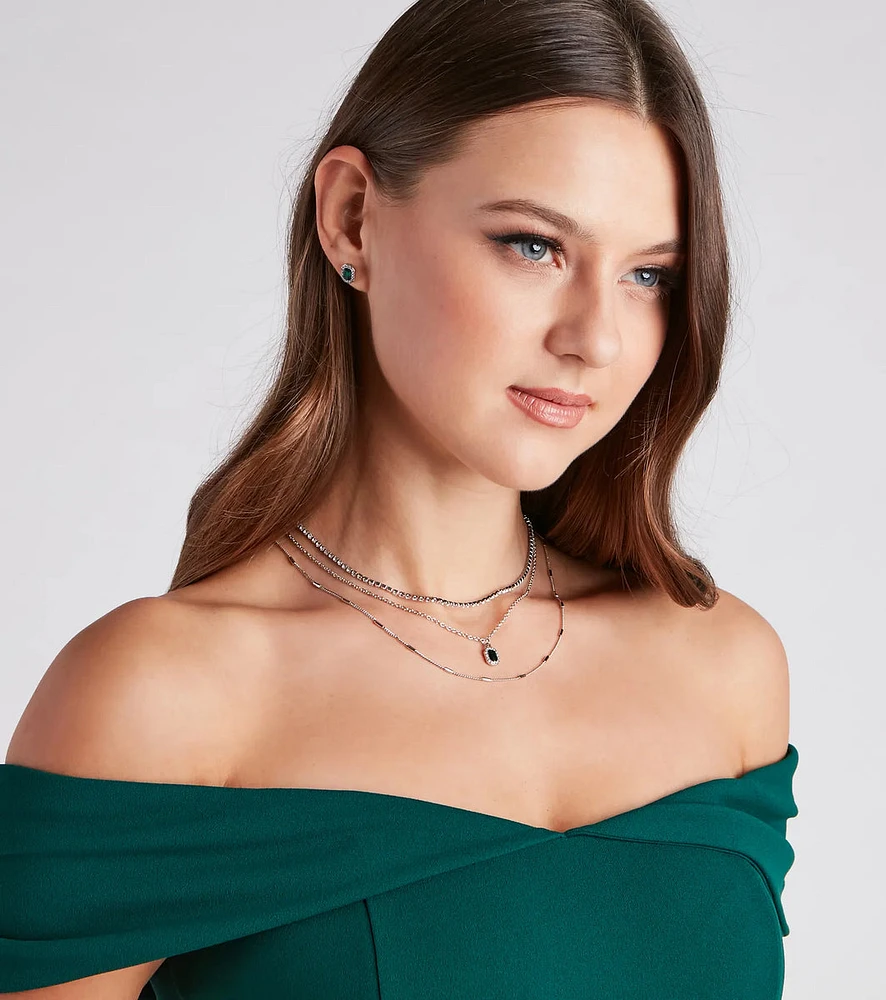 Layered In Chic Necklace And Earrings Set