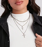 So Blessed Layered Cross Charm Necklace