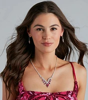 Dripping Glamour Gemstone Necklace And Earrings Set