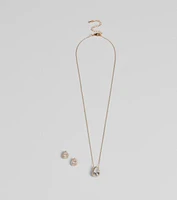 Simple Luxe Vibes Cubic Zirconia Necklace And Earrings Set