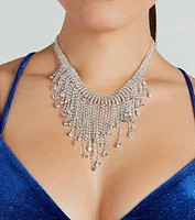 Exquisite Statement Rhinestone Fringe Necklace