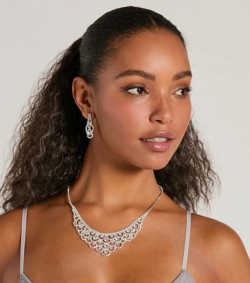 Gorgeous Sparkle Rhinestone Necklace And Earrings Set