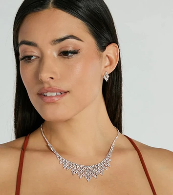 Forever Sparkle Rhinestone Necklace And Earrings Set