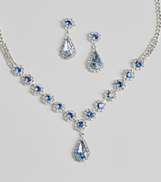 Luxe Beauty Rhinestone Necklace And Earrings Set